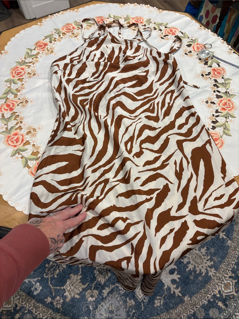 Women’s Brown and White Zebra Print Slip Skirt